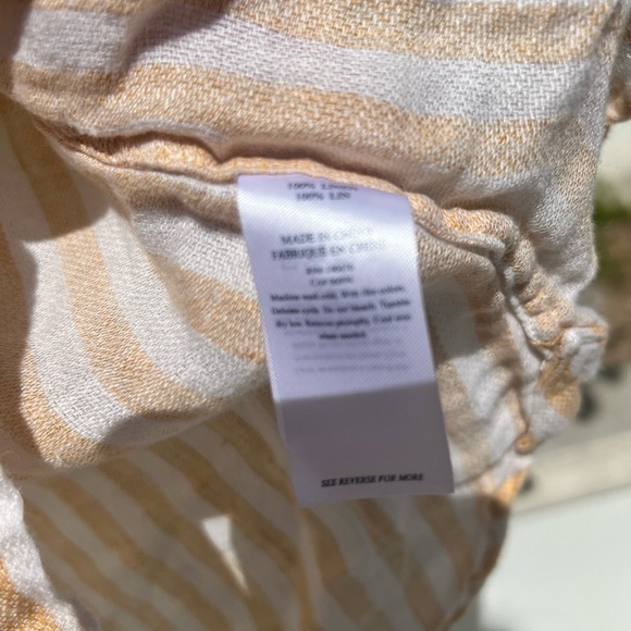 Faherty top , yellow stripe linen short sleeve - Picture 4 of 6